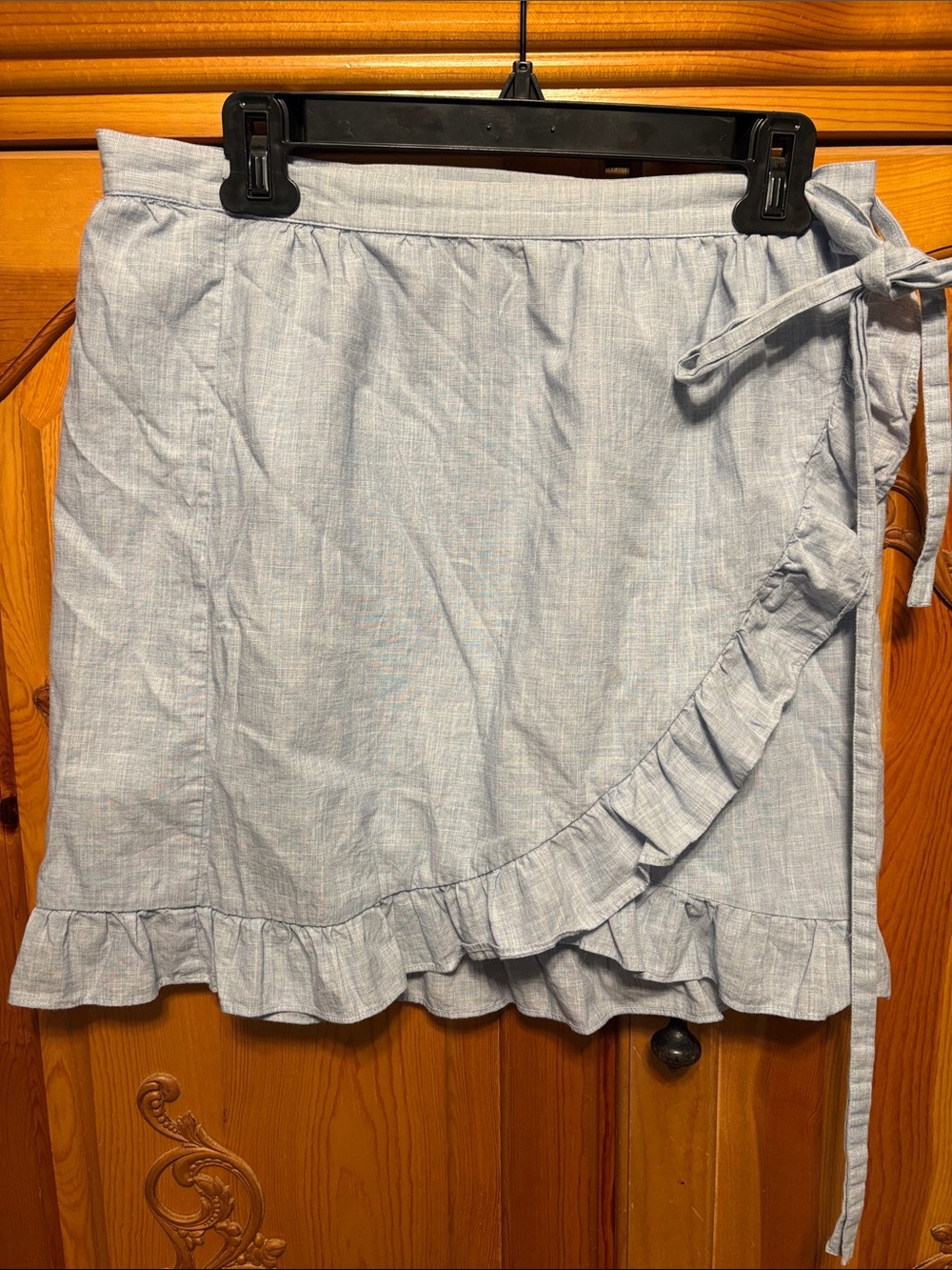 Madewell Light Blue Ruffle Tie-Wrap Mini Skirt - Women